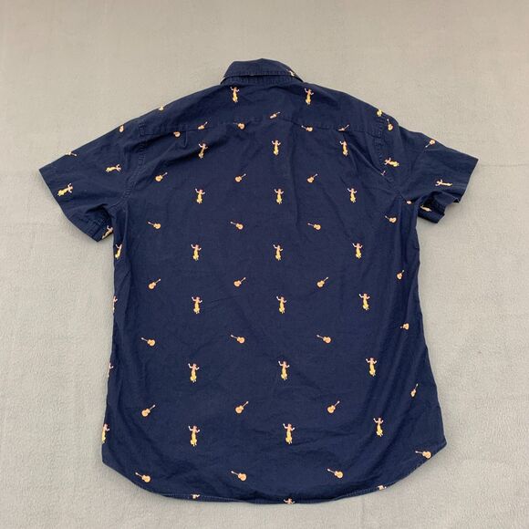 J. Crew Button Shirt Mens Size Medium Hawaii Girl Guitar Short Sleeve Blue - Picture 12 of 16